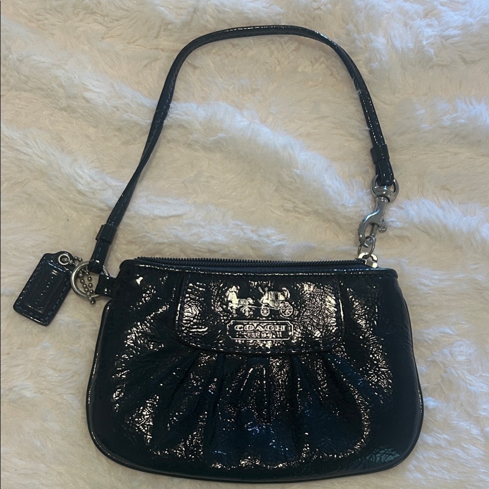 Coach Shiny Black Patent Leather Shoulder Bag